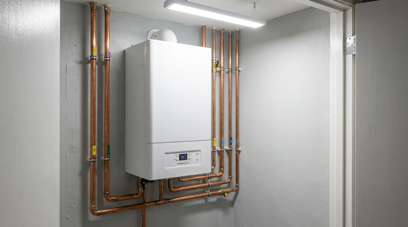 A new boiler installed by Leigh Wilson Plumbing and Gas